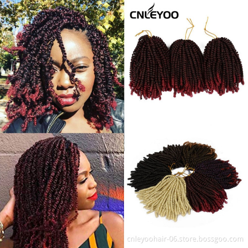 8 Inch Spring Twist Crochet Hair For Beauty Fashion 60 Roots Passion Twist Pre-Looped Crochet Braids For Women